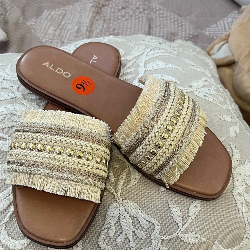 Aldo Women's Beige and Gold Embellished Sandals